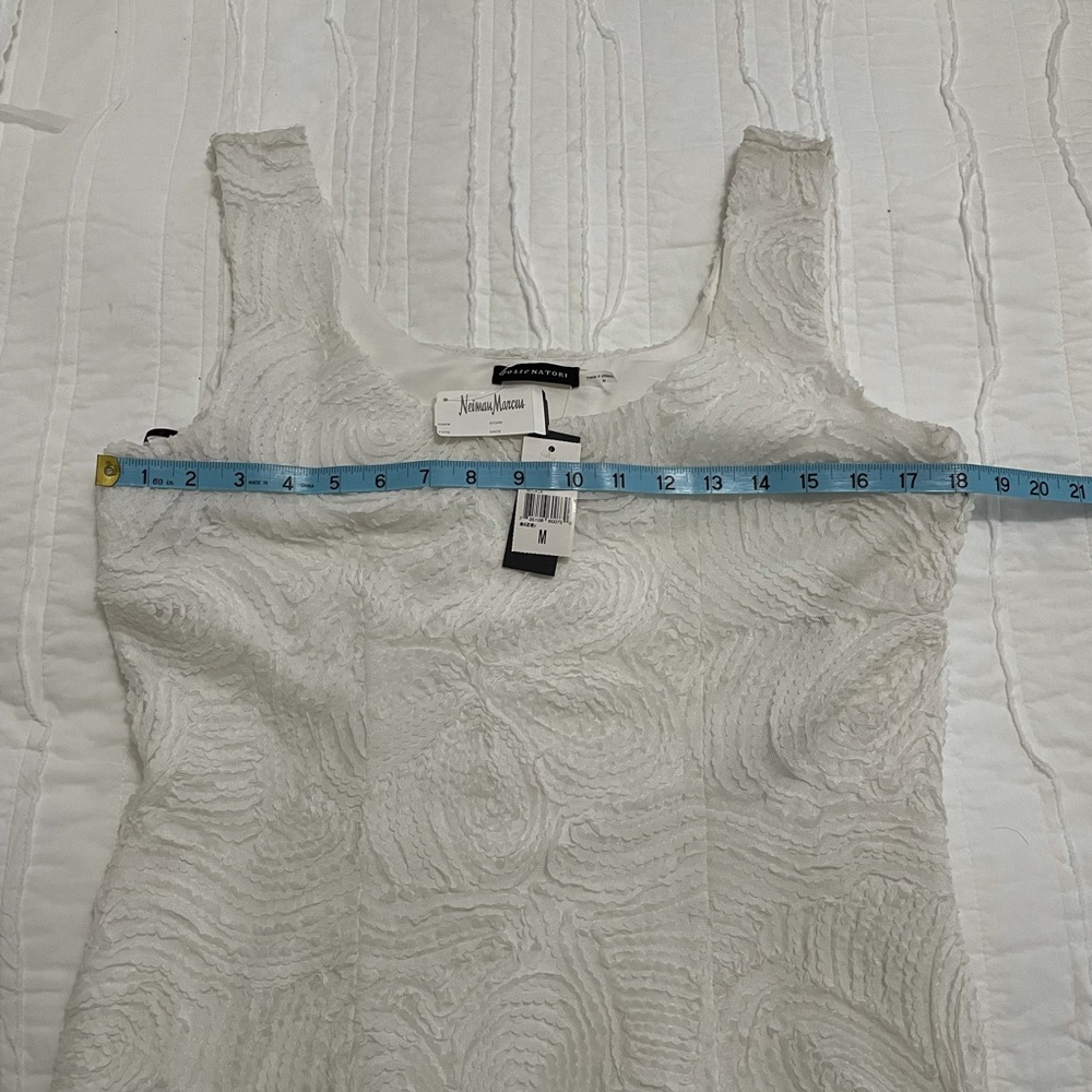 Josie Natori NWT gorgeous Lined M White Lace Dress Neiman Marcus purchase. - Picture 4 of 10